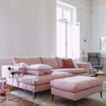 Decoración salón rosa palo y gris